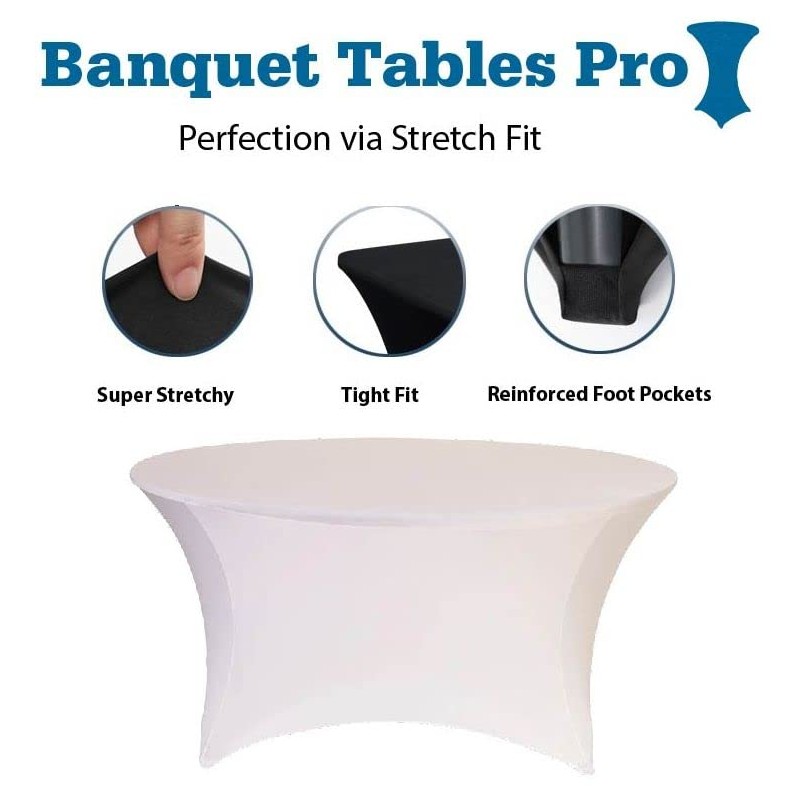 Banquet Tables Pro White 72 Inch 6 Ft. Round Spandex