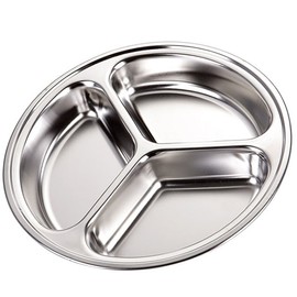 TEERFU 304 Stainless Steel Divided Plate: Set of 2 Mess Food Trays 3 Section Dinner Plate,Great for Camping, Adult Lunch and Dinner or Every Day Use