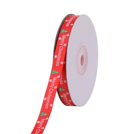 Trimming Shop Snowflake & Christmas Tree Grosgrain Ribbon for Gift Wrapping - 10mm x 25 Yards Red Xmas Craft Ribbon for Sewing, DIY Projects, Wreaths & Holiday Decorations