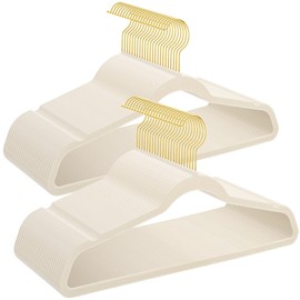 UNEED Ivory Velvet Hangers with Golden Hooks, 36 Pack - Ultra Thin Space Saving, Non-Slip Clothes Hangers for All Clothing, Dorm & Closet Organization (Heavy Duty, Anti-Scratch,360° Protection)