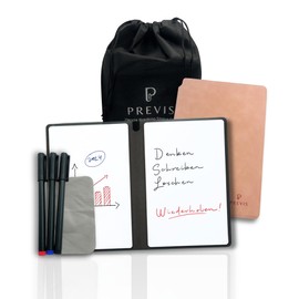 PREVIS Whiteboard Small A5 Foldable and Portable with 3 Markers + Eraser Cloth + Carry Bag - Mini Whiteboard Set - Desk Whiteboard - Board for Writing and Wiping - Work and Study