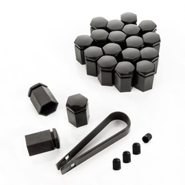 LST 20x Felgen Radschraube Abdeckkappen Sechskant Kappen Set 17 mm lang schwarz