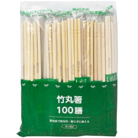 Yamato Bussan 020072 Commercial Split Chopsticks Bamboo Round Chopsticks Poly Fully Knotted, No Toothpicks, 100 Pairs, Individual Packaging, Hygienic, Diameter 0.2 x Length 7.9 inches (0.5 x 20 cm)