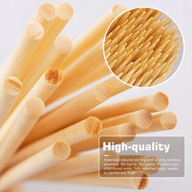 [100 PCS] 10 inch Bamboo Skewers, Premium Wooden Skewers without Splinters, Skewers for Grilling, BBQ, Appetizer, Fruit Kabobs, Chocolate Fountain, Cocktail Toothpicks, and Food Skewer Sticks.