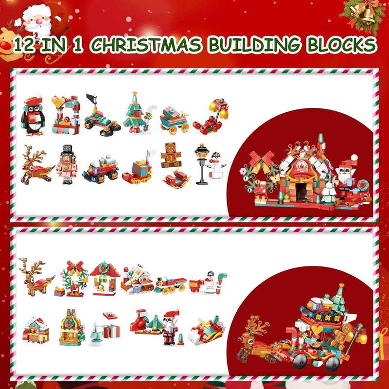 KAHEIGN Christmas Advent Calendar Building Blocks Blind Box