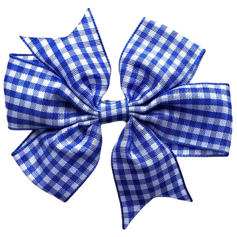 School Gingham Cross Hatch Hair Bows Clips Slides Grips 3"