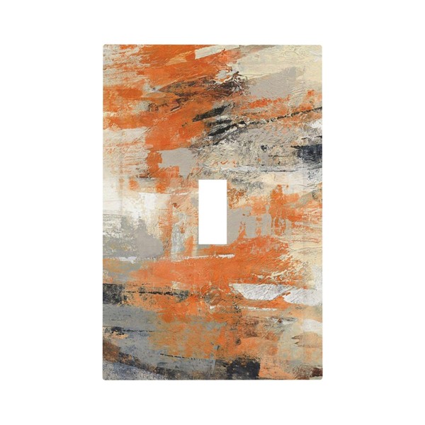 Teal Orange Abstract Modern Painting Single Toggle Light Switch Covers