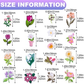 DC,CLISENCE 20Pcs Flower Patches, Mini 17 Styles Embroidered Bouquet Iron on Patch, Soft Floral Appliques Sew on Decorative Repair Patches for Jeans, Crafts, Fabric - Colorful