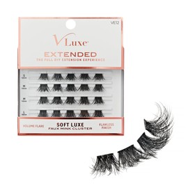 VLuxe Soft Luxe Faux Mink Lash Cluster, 12-16mm Seamless DIY Lash Extensions, Volume & Wispy Fans, Luxurious Soft Fibers, Ultra Comfort False Eyelashes with Lightweight Thin Band for Natural Blending