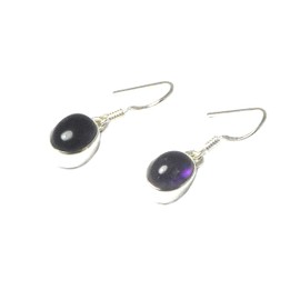 Art Gecko Purple AMETHYST Sterling Silver Oval Gemstone Earrings 925 - (AMER2903181)