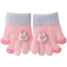 eigenn Gloves, Children, Kids, Baby, Baby, Mokomoko Gloves, Autumn/Winter, Thermal, Cold Protection, 5 Finger Gloves, Girls, Boys, Rabbit, Kindergarten, Cycling, Outings, Cute, 0-3 Years Old, Pink