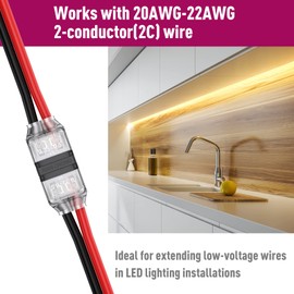 EMITEVER Low Voltage Wire Connectors, 6 Packs Wire to Wire Connector, 2 Way Automotive Wire Connectors, 2 Pins, Works with 22, 20, and 18 AWG Gauge