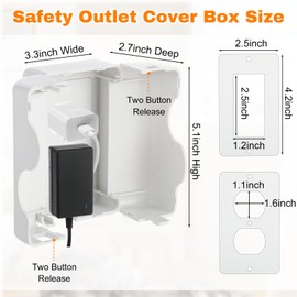 Tellegloww 4 Pack Safety Outlet Cover Box Wall Outlet Cover for Baby Proofing Extra Large Electrical Plugs and Adapters Receptacle Box Receptacle Protector with Childproof Lock & Cable Management