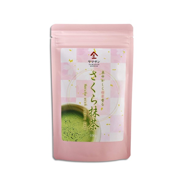 Matcha Green Tea Powder with Cherry Blossom Tea, Japanese Drinks, Japanese Food, Culinary Grade, 100g【YAMASAN】