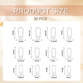 GlamRays Rosa Press on Nails Medium Chinese Style Fake Nails Minimalist Ink Style Full Perimeter Acrylic Nails Shiny Pink with Bamboo Shadow Rose Design Pack of 30