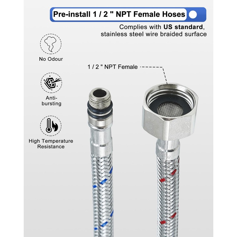 HEYMYTAP Chrome High Flow Roman Tub Faucet Set 3 Hole,