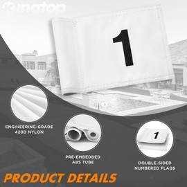 KINGTOP Mini Golf Flagstick for Backyard Practice Putting Green, Golf Pin Flag Hole Cup Set, Striped Flagpole with White Flags Numbered#1-4, Gift Idea, 4-Pack