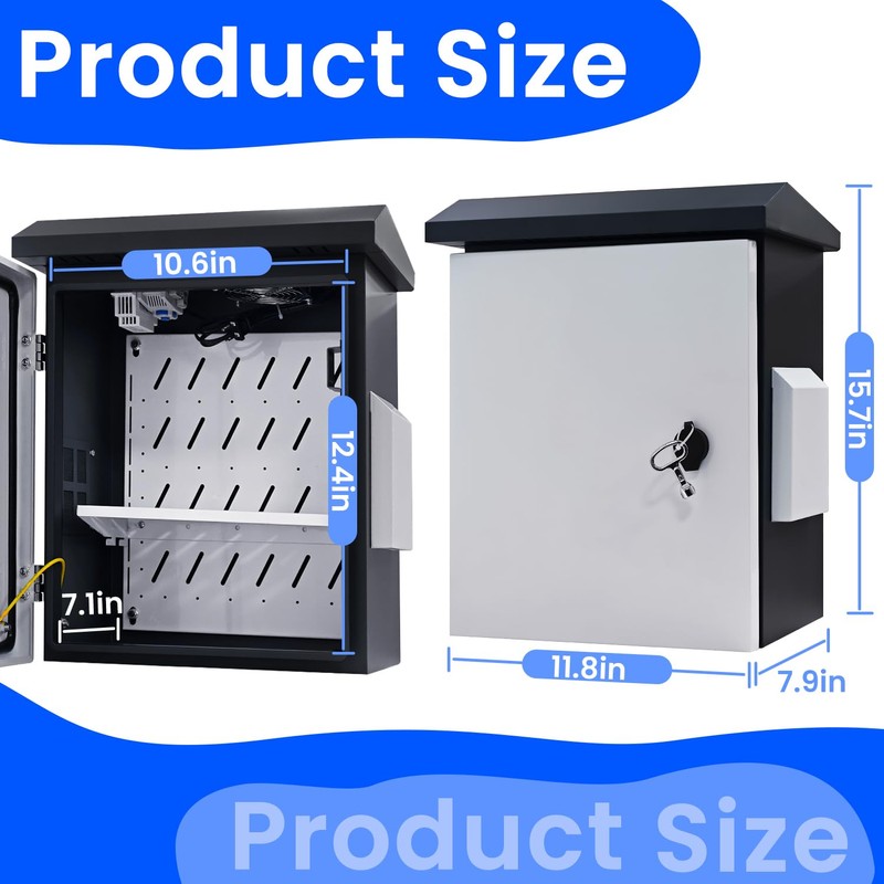 Waterproof Outdoor Electrical Box with Thermostat & Fan, 15.7" H