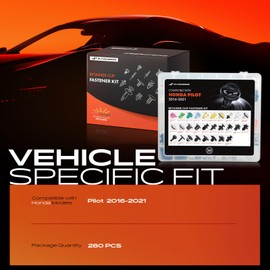 A-Premium 280 PCS (28 Sizes) Car Retainer Clips Kit Compatible with Honda Pilot 2016-2021 Bumper Fender Weatherstrip Dashboard Trim Auto Push Pin Plastic Rivet Fastener Replacement Set, w/Removal Tool