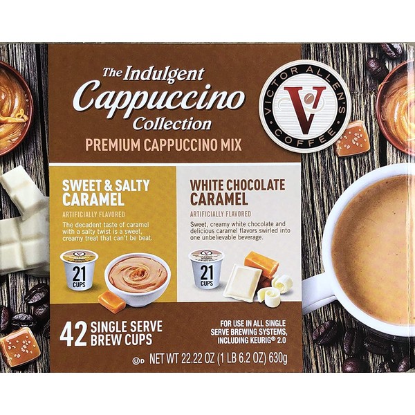 The Indulgent Collection Premium Mix, White Chocolate Caramel and Sweet & Salty Caramel Cappuccino Single Serve Cups - 42 Count