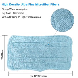 Fushing 7Pcs Steam Mop Pads, Washable Microfiber Cleaning Steamer Replacement Pads for Shark Steam & Spray Mop S3101 S3251 SK460 SK410 S3101n2 S3250 SK435CO SK140 SK141,Blue