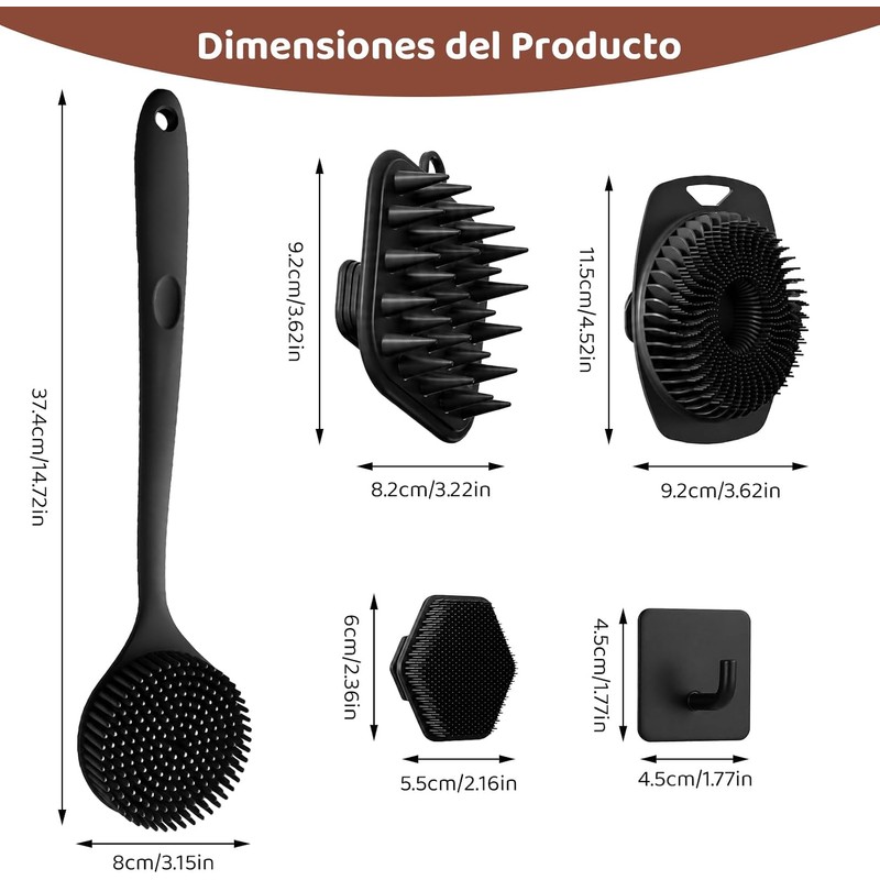 Cepillo de silicona para cuerpo OSALOLO SZ-04(A) Set 4 en
