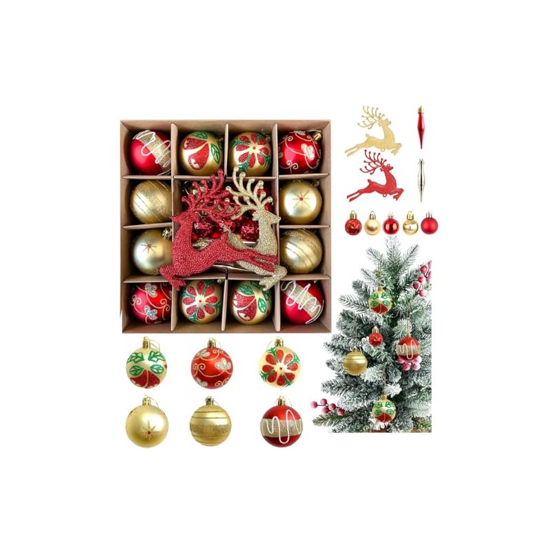 Esferas de Navidad, 40 Unidades Juego de Bolas de Navidad