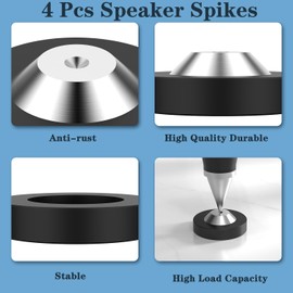 Tertullus 4 Pcs Speaker Spike Pads, Spike Floor Protectors Pom Stainless Steel, with HiFi Spikes Pads Absorbers Protection Washers for Spikes (39x13mm, Washer)