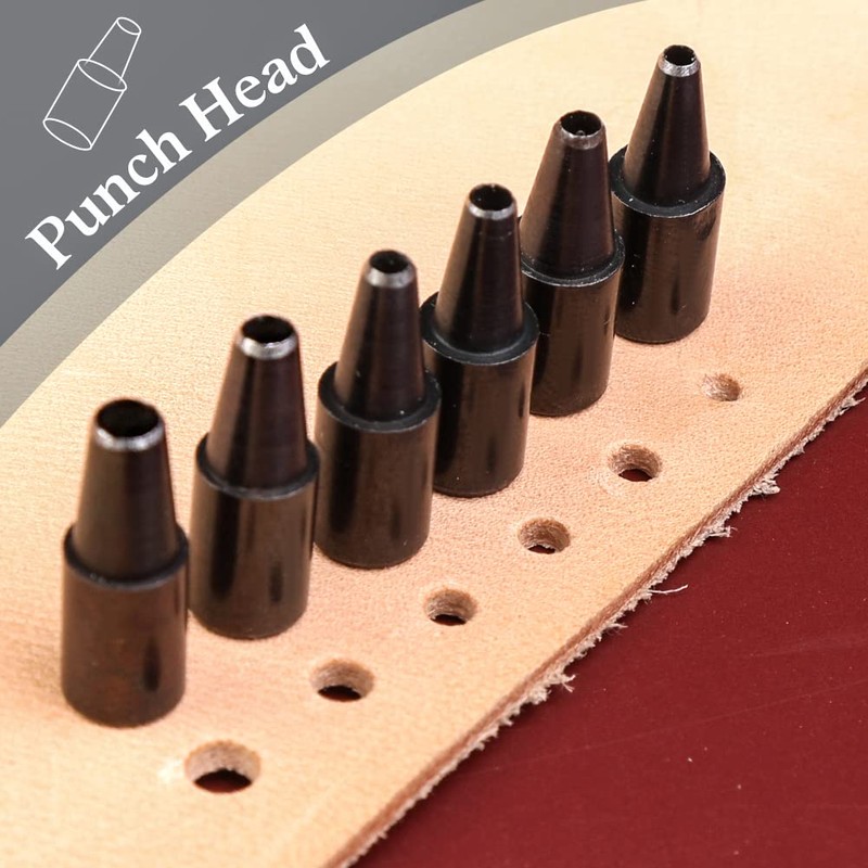 TLKKUE Adjustable Leather Hole Punching Tool Automatic Puncher with Wooden