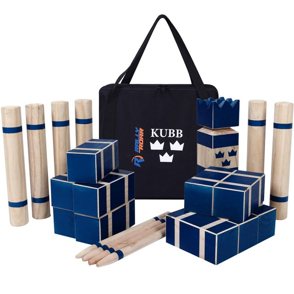 Kubb Premium Set Yard Game Set for Adults, Families - Fun, Interactive Outdoor Family Games - Durable Wood Blocks with Travel Bag - Clean, Games for Outside, Lawn, Bars, Backyards