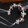 OCOUYVD Pink Flower Crown for Women with Pearl, Adjustable Floral