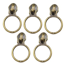 YaHoGa 50PCS #5 Anti-Brass Ring Pulls for Nylon Coil Zippers Antique Brass Zipper Sliders for Luggages Purses Bags Bulk (Anti-Brass)