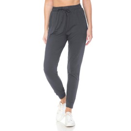 Leggings Depot Womens Relaxed fit Jogger Pants - Track Cuff Sweatpants with Pockets, Charcoal Gray, Small