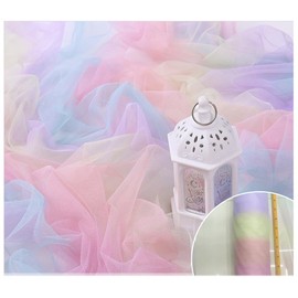 Wisafory Tulle Fabric, Multicoloured Tulle Mesh, Tulle Ribbon, Sold by the Metre, Colourful Gradient, Tulle Fabric, Sewing Crafts, Fabric Decorations for Tutu, Skirt, Dress, DIY Crafts, 10# 100 x 150