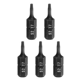 HARFINGTON 5pcs T7 Torx Screwdriver Bit 1/4" Hex Shank 25mm/1" Length S2 Steel Star 6 Point Head Hex Security Screw Driver Bits with Hole for Impact Electric Screw Driver Power Tools, Black