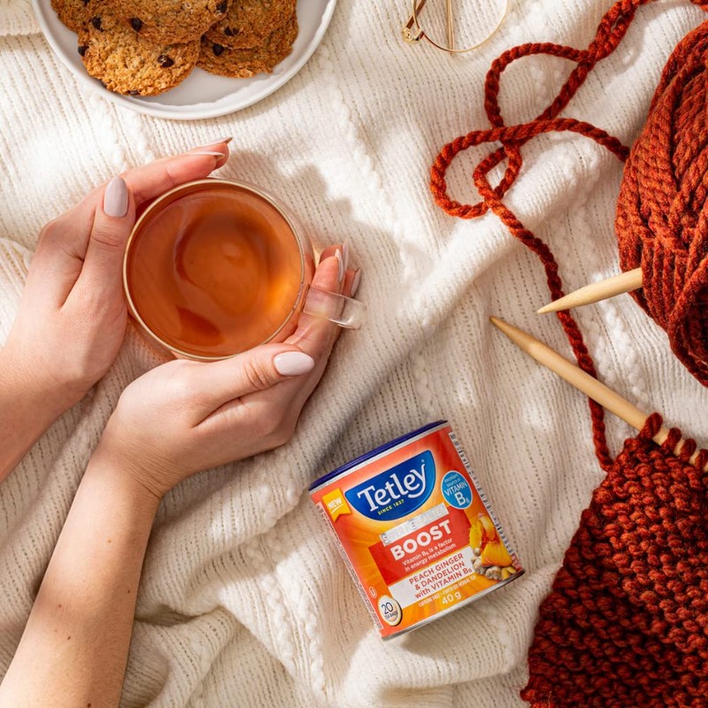 Tetley Super Herbal Boost Tea: Peach, Ginger & Dandelions with