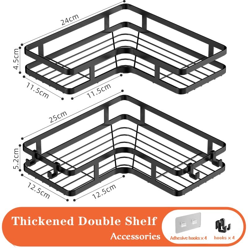 ZVZM Shower Shelf No Drilling Black Corner Shelf, Shower Shelf,