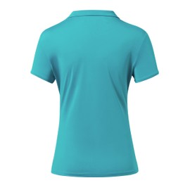 Willit Women's Tennis Shirts Quick Dry Golf Polo Shirts Short Sleeve Active Workout Shirts UPF 50+ Running Tops Aqua XL
