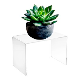 CLAY TONIC 1-Pack 9x6x6'' Large Clear 5mm Thickness Acrylic Display Risers for Kitchen Organizer and Storage,Display Food, Pantry Cabinet Shelf, Retail Display (1, 9x6x6 Inch)