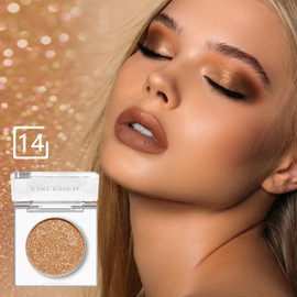Fixleren Glitter Chameleon Eyeshadow Makeup Palette, Highlighting Eyeshadow, Metallic Changing Long-Lasting Holographic Glitter Multichrome Eyeshadow, Stage/Party Makeup (Gold-14)