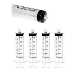60mL Luer Lock Syringes without Needle - Sterile, Individually Wrapped, Accurate Liquid Measurement - 50 Pack, Leak-Proof Safety Lock Design for Professionals and Home Care