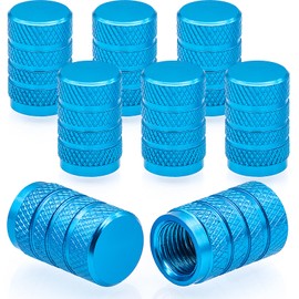 MEAJOO 8PCS Tire Valve Stem Caps, Dust Proof, Anodized Aluminum Universal Tire Valve Stem Covers for Cars, SUV, Trucks, Bikes, Motorcycles, Bicycles(Light Blue)