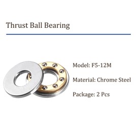 Kozelo 2pcs F5-12M Thrust Ball Bearing - [5mm x 12mm x 4mm] Chrome Steel Miniature Thrust Bearing with Washer for Machine Tool Use
