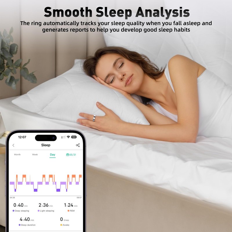 SARUNN ER Smart Ring with Sleep Monitoring, Step Counting, Heart