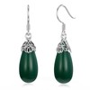Jade Filigree Teardrop Drop Dangle Earrings for Women 925 Sterling