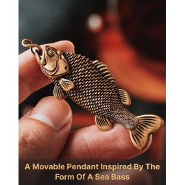 COPPERTIST.WU Bass Fidget Keychain for Necklace Pendant – Handcrafted Lifelike Bass Fish Design, Realistic Scales, Multi-Functional Bag Charm & Keychain（Includes key ring）