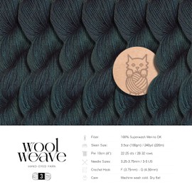 WoolWeave Superwash Merino Wool Yarn for Knitting & Crocheting Projects - Premium Hand Dyed Yarn, 100gr, 240 Yards Medium Weight Yarn - Luxurious, Soft & Durable Dark Green Yarn, Spinach Leaf, MWY32