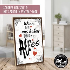 TypeStoff Wooden Sign with Saying - Love - Vintage Look with Quote as Gift and Decoration for Wedding and Engagement - HS-00699