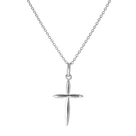 jewellerybox Sterling Silver Pointed Cross Pendant on 18 Inches Chain