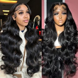 Zojj 26 Inch Body Wave Lace Front Wigs Human Hair 13x4 180% Density HD Transparent Lace Frontal Human Hair Wig Pre Plucked with Baby Hair Bleached Knots Glueless Wigs Human Hair for Women